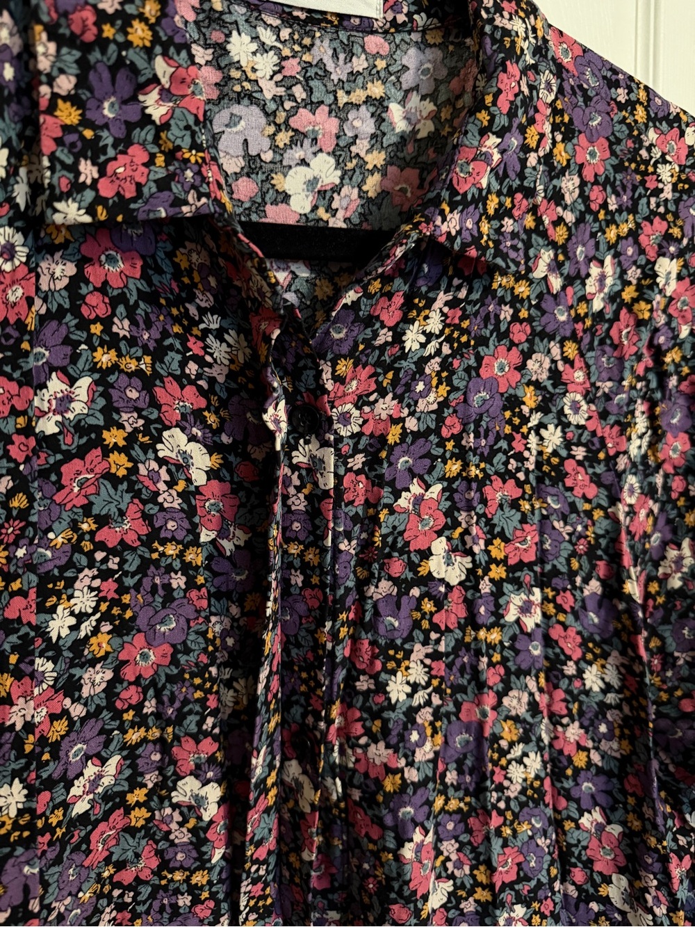 Natural Life Size L Floral Button Front Midi Dress Long Sleeve Boho Cottagecore - Picture 4 of 8